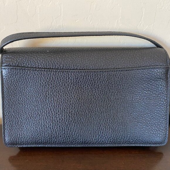 Coach F30256 Pebbled Leather Foldover Crossbody/Clutch Black - Picture 2 of 15